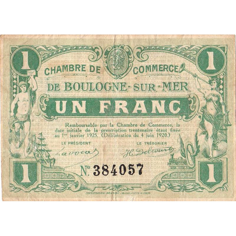 Boulogne-sur-Mer - Pirot 31-30 - 1 franc -/1/920 - Etat : TB