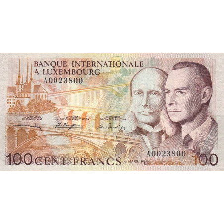 Luxembourg - Pick 14A - 100 francs - Série A - 08/03/1981 - Etat : NEUF