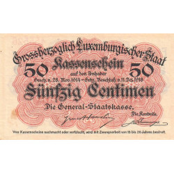 Luxembourg - Pick 26_1 - 50 centimes - Sans série - 1919 - Etat : SUP+