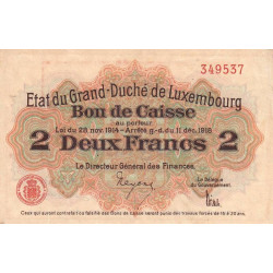 Luxembourg - Pick 28_1 - 2 francs - 1919 - Etat : TTB+