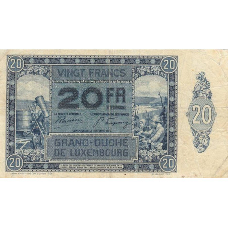 Luxembourg - Pick 37 - 20 francs - 01/10/1929 - Etat : TB