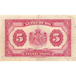 Luxembourg - Pick 43a - 5 francs - Sans série - 1944 - Etat : TB+