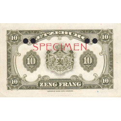 Luxembourg - Pick 44s - 10 francs - Série A - 1944 - Spécimen - Etat : pr.NEUF
