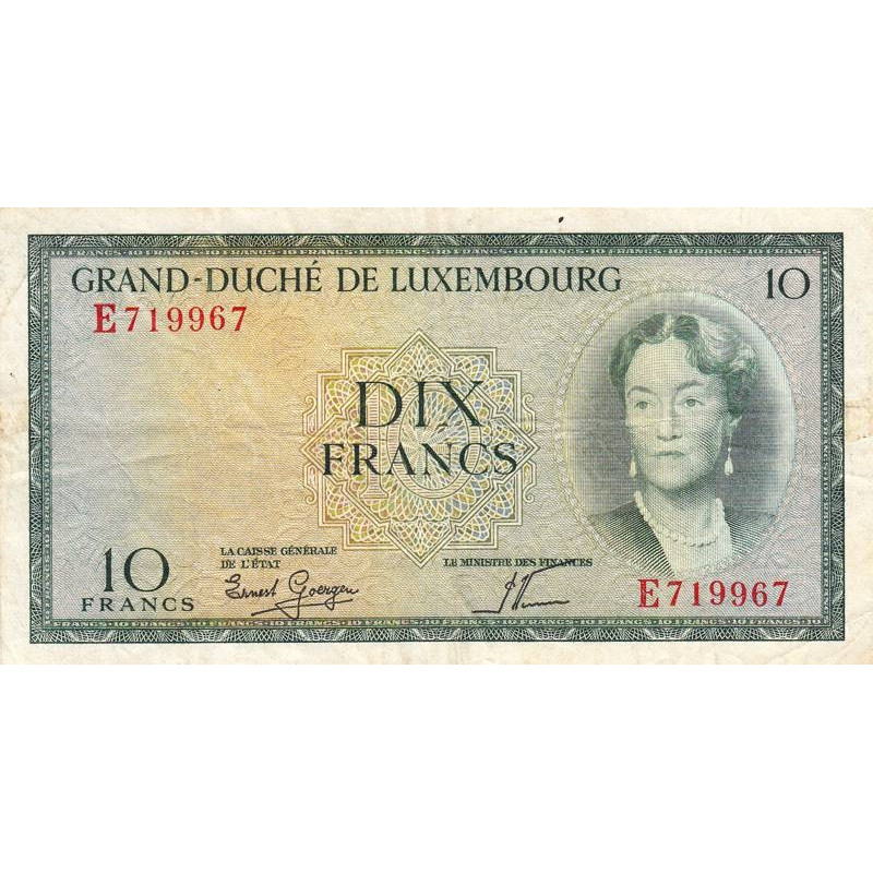 Luxembourg - Pick 48a_2 - 10 francs - Série E - 1959 - Etat : TB+