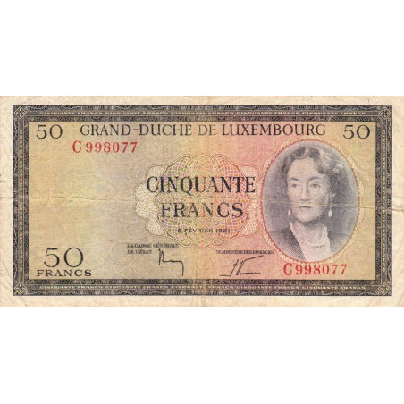 Luxembourg - Pick 51a - 50 francs - Série C - 06/02/1961 - Etat : TB-