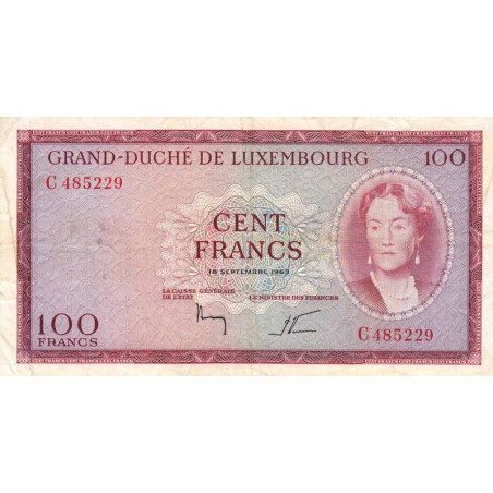 Luxembourg - Pick 52a - 100 francs - Série C - 18/09/1963 - Etat : TB