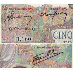 F 47-07 - 27/04/1944 - 5000 francs - Empire Français - Série B.160 - Etat : SUP-