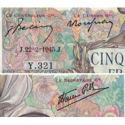 F 47-14 - 22/02/1945 - 5000 francs - Empire Français - Série Y.321 - Etat : TTB+