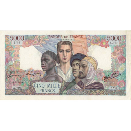 F 47-34 - 12/07/1945 - 5000 francs - Empire Français - Série Y.795 - Etat : TTB-