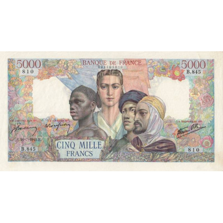 F 47-36 - 26/07/1945 - 5000 francs - Empire Français - Série B.845 - Etat : SUP-