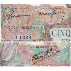 F 47-45 - 27/09/1945 - 5000 francs - Empire Français - Série B.1333 - Etat : TTB