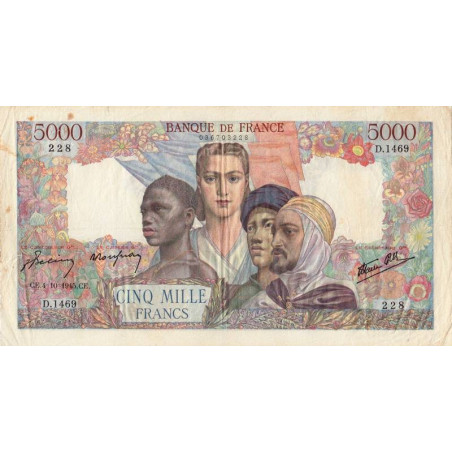 F 47-46 - 04/10/1945 - 5000 francs - Empire Français - Série D.1469 - Etat : TTB-