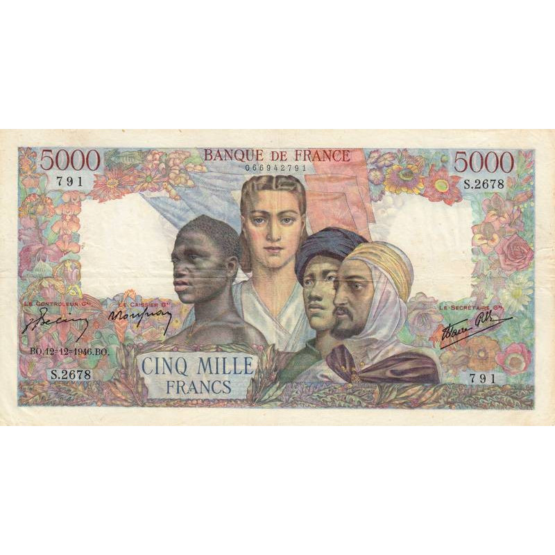 F 47-56 - 12/12/1946 - 5000 francs - Empire Français - Série S.2678 - Etat : TTB