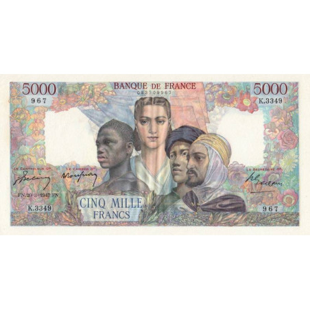 F 47-59 - 20/03/1947 - 5000 francs - Empire Français - Série K.3349 - Etat : SUP+