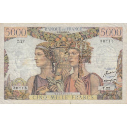 F 48-01 - 10/03/1949 - 5000 francs - Terre et Mer - Série T.22 - Etat : TTB-