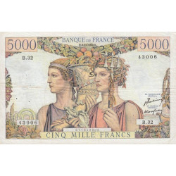 F 48-02 - 03/11/1949 - 5000 francs - Terre et Mer - Série B.32 - Etat : TTB-