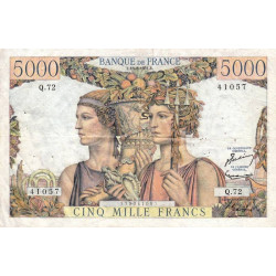 F 48-05 - 16/08/1951 - 5000 francs - Terre et Mer - Série Q.72 - Etat : TTB