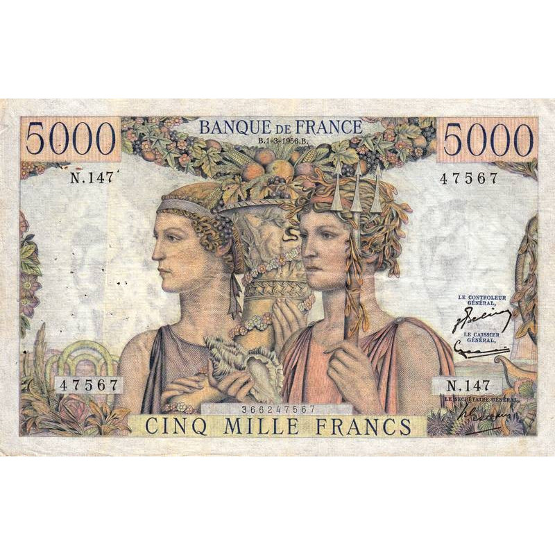 F 48-11 - 01/03/1956 - 5000 francs - Terre et Mer - Série N.147 - Etat : TTB-
