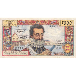 F 49-02- 06/06/1957 - 5000 francs - Henri IV - Série C.16 - Etat : TTB-