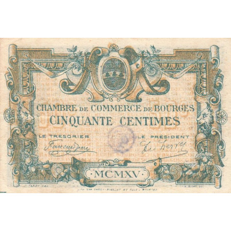 Bourges - Pirot 32-1 - Série B - 50 centimes - 1915 - Etat : TTB