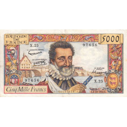 F 49-03- 03/10/1957 - 5000 francs - Henri IV - Série X.25 - Etat : TTB