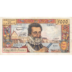 F 49-07- 10/07/1958 - 5000 francs - Henri IV - Série O.61 - Etat : TB à TB+