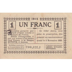 Amiens - Pirot 7-36 - 1 franc - 1915 - Etat : SUP