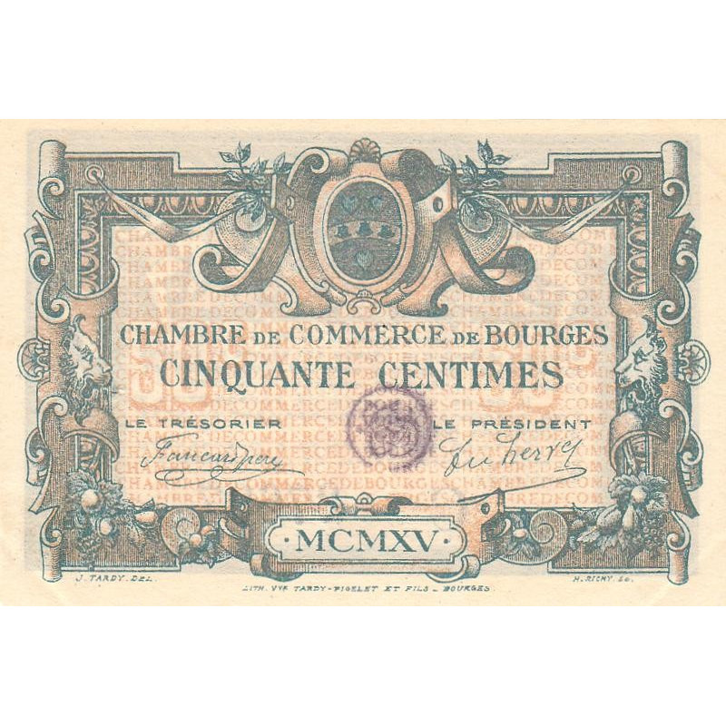 Bourges - Pirot 32-1 - Série C - 50 centimes - 1915 - Etat : SUP+