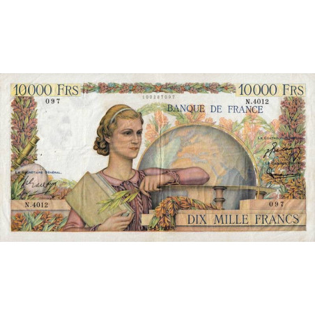 F 50-63 - 05/02/1953 - 10000 francs - Génie Français - Série N.4012 - Etat : TTB