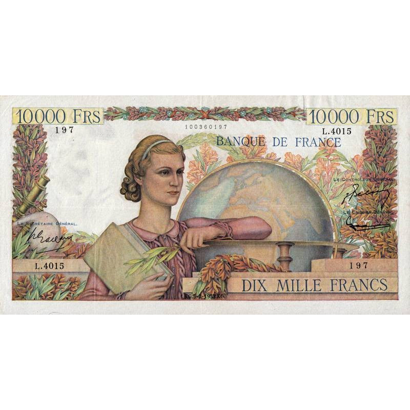 F 50-63 - 05/02/1953 - 10000 francs - Génie Français - Série L.4015 - Etat : TTB+