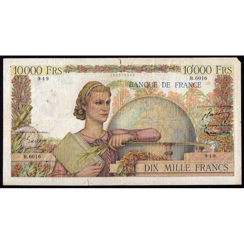 F 50-68 - 05/11/1953 - 10000 francs - Génie Français - Série B.6016 - Etat : B+