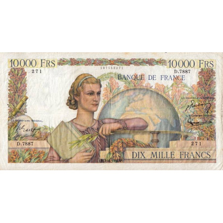F 50-72 - 04/11/1954 - 10000 francs - Génie Français - Série D.7887 - Etat : TB+