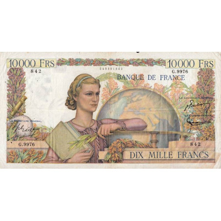 F 50-77 - 01/12/1955 - 10000 francs - Génie Français - Série G.9976 - Etat : TB+