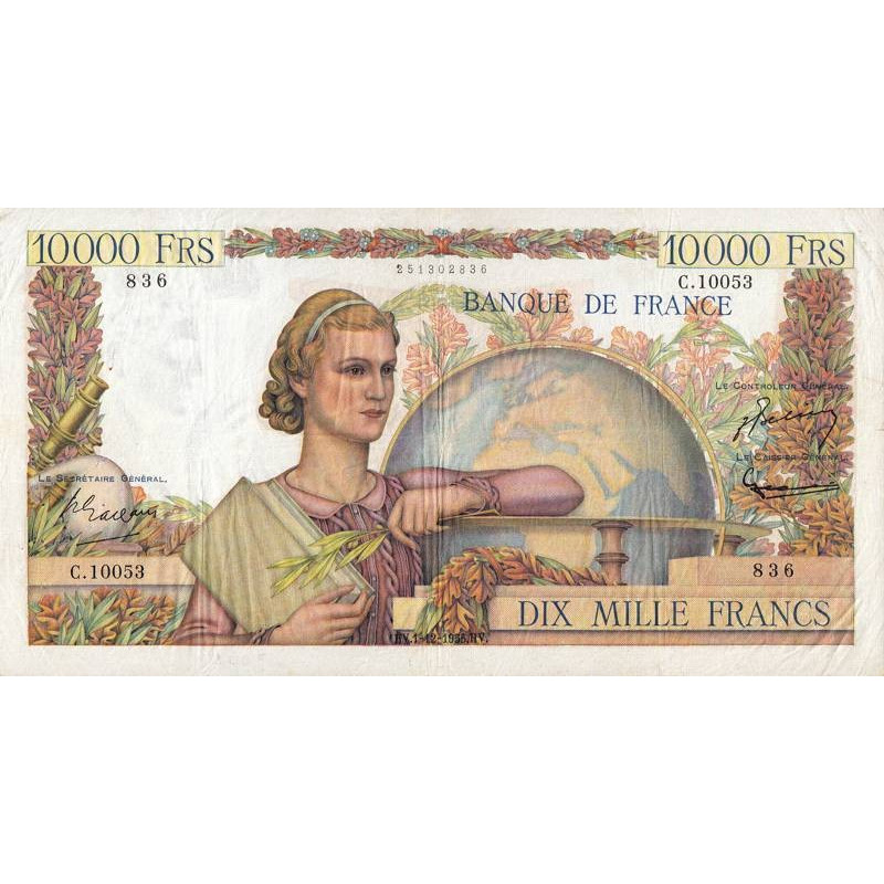 F 50-77 - 01/12/1955 - 10000 francs - Génie Français - Série C.10053 - Etat : TTB-
