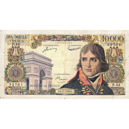 F 51-05 - 02/11/1956 - 10000 francs - Bonaparte - Série P.43 - Etat : TB