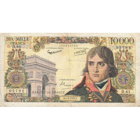 F 51-07 - 04/04/1957 - 10000 francs - Bonaparte - Série D.61 - Etat : TB-