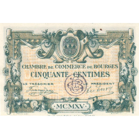 Bourges - Pirot 32-5 - Série A - 50 centimes - 1915 - Etat : SUP+