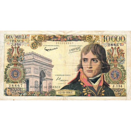 F 51-13 - 02/10/1958 - 10000 francs - Bonaparte - Série J.134 - Etat : TB