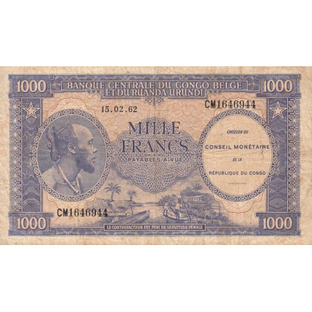 Congo (Kinshasa) - Pick 2a - 1'000 francs - Série CM - 15/02/1962 - Etat : TB-