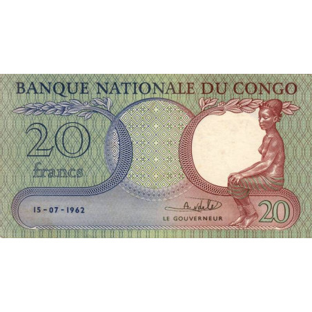 Congo (Kinshasa) - Pick 4a - 20 francs - Série EA - 15/07/1962 - Etat : SUP