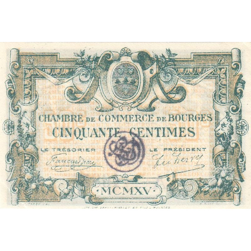 Bourges - Pirot 32-5 - Série A - 50 centimes - 1915 - Etat : SUP+