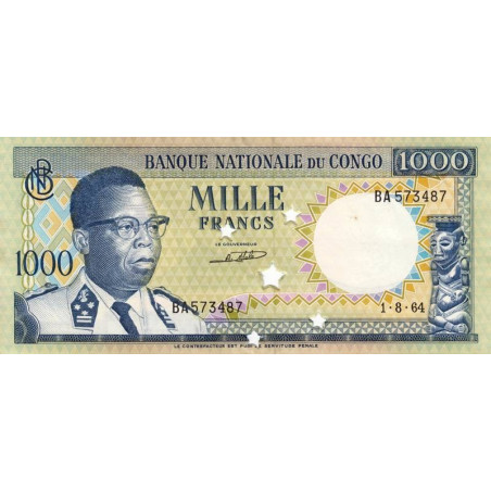 Congo (Kinshasa) - Pick 8b - 1'000 francs - Série BA - 01/08/1964 - Billet annulé - Etat : SPL