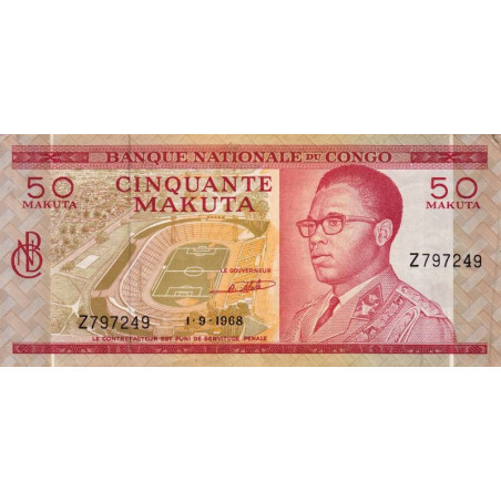 Congo (Kinshasa) - Pick 11ar (remplacement) - 50 makuta - Série Z - 01/09/1968 - Etat : SUP
