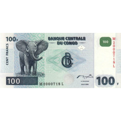 Rép. Démocr. du Congo - Pick 92A - 100 francs - Série M L - 04/01/2000 - Etat : NEUF