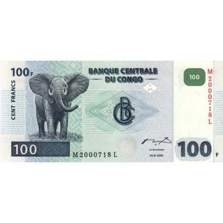 Rép. Démocr. du Congo - Pick 92A - 100 francs - Série M L - 04/01/2000 - Etat : NEUF