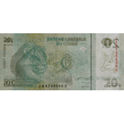 Rép. Démocr. du Congo - Pick 94A - 20 francs - Série JA S - 30/06/2003 - Etat : NEUF