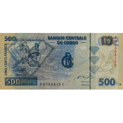 Rép. Démocr. du Congo - Pick 96a_1 - 500 francs - Série P C - 04/01/2002 - Etat : NEUF