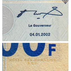 Rép. Démocr. du Congo - Pick 96B_1 - 500 francs - Série P Q - 04/01/2002 - Etat : NEUF