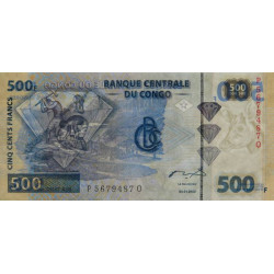 Rép. Démocr. du Congo - Pick 96B_1 - 500 francs - Série P Q - 04/01/2002 - Etat : NEUF