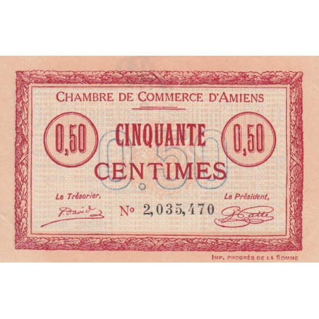 Amiens - Pirot 7-40 - 50 centimes - 1915 - Etat : SPL